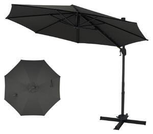 KOMFOTTEU Parasol z ramieniem, Ø 300 cm, z moliwoci pochylania i obracania o 360° za pomoc korby i pedau, wodoodporny parasol balkonowy z oson przeciwsoneczn, parasol ogrodowy z podstaw do ogrodu i na balkon