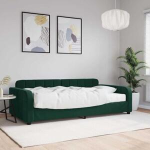 Sofa z materacem do spania, ciemnozielona, 100x200 cm, aksamit