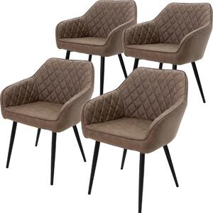 ML-Design zestaw 4 krzese do jadalni z podokietnikami i oparciem, brzowe, krzeso kuchenne z pokryciem z imitacji skóry, krzeso tapicerowane z metalowymi nogami