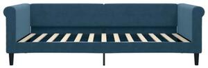 Sofa z funkcją spania, niebieska, 100x200 cm, obita aksamitem