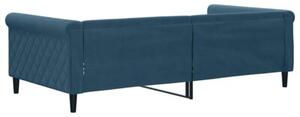Sofa z funkcją spania, niebieska, 100x200 cm, obita aksamitem