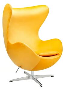 Fotel Egg Classic Velvet żółty - welur, podstawa aluminiowa