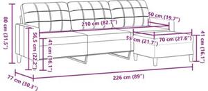 Sofa 3-osobowa z podnÃ³Å¼kiem, jasnoszary, 210 cm, tkaninÄ