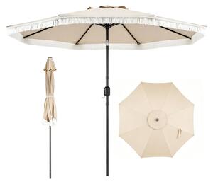 KOMFOTTEU Parasol ogrodowy 270 cm, parasol ogrodowy z korbk i funkcj pochylania, parasol balkonowy z 8 metalowymi ebrami i dwuwarstwowym daszkiem, osona przeciwsoneczna, parasol ogrodowy do ogrodu, tarasu i balkonu