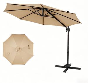 KOMFOTTEU Parasol z ramieniem, Ø 300 cm, z moliwoci pochylania i obracania o 360° za pomoc korby i pedau, wodoodporny parasol balkonowy z oson przeciwsoneczn, parasol ogrodowy z podstaw do ogrodu i na balkon