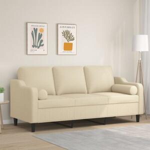 Sofa 3-osobowa z poduszkami, kremowa, 180 cm, tkanina