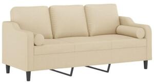 Sofa 3-osobowa z poduszkami, kremowa, 180 cm, tkanina