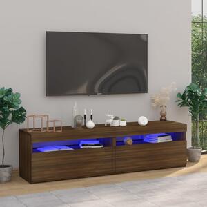 Szafki TV z oświetleniem LED, 2 szt., brązowy dąb, 75x35x40 cm