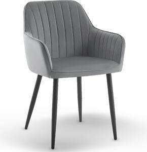 Krzeso tapicerowane velvet szare MARIA3 paski loft glamour do salonu