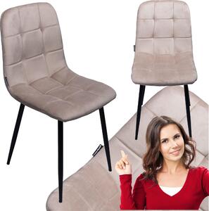 Krzeso Tapicerowane Welurowe Do Salonu Jadalni Velvet Loft Beowy
