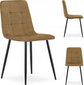 KRZESO TAPICEROWANE WELUROWE VELVET DO SALONU KUCHNI JADALNI Brzowe CUBE
