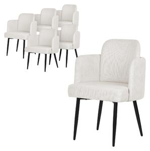 ML-Design zestaw 6 krzese do jadalni Pokrycie z tkaniny w kolorze beowym Krzeso kuchenne z podokietnikiem i oparciem o wygldzie rattanu Krzeso tapicerowane z metalowymi nogami Ergonomiczne