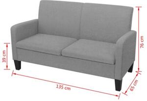 Kanapa 2-osobowa, jasnoszara, 135 x 65 x 76 cm