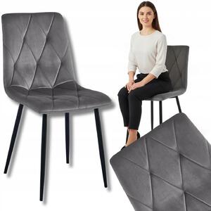Krzeso Tapicerowane Welurowe Velvet Do Salonu Kuchni Jadalni Lumines Szare