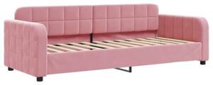 Sofa z materacem do spania, różowa, 80x200 cm, aksamit