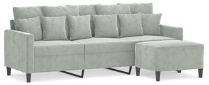 Sofa 3-osobowa z podnÃ³Å¼kiem, jasnoszara, 180 cm, aksamit