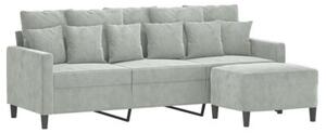 Sofa 3-osobowa z podnÃ³Å¼kiem, jasnoszara, 180 cm, aksamit