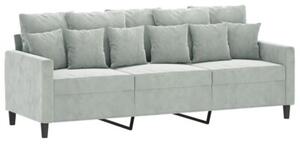 Sofa 3-osobowa z podnÃ³Å¼kiem, jasnoszara, 180 cm, aksamit