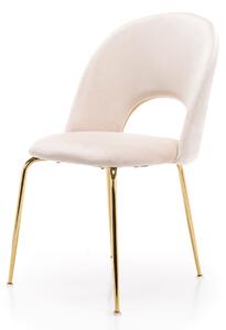 MebleMWM Krzesło Glamour KC-903-2 beż welur, nogi złoty chrom