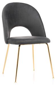 EMWOmeble Szare krzesło Glamour KC-903-2 / welur, złote nogi chromowane