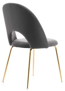 EMWOmeble Szare krzesło Glamour KC-903-2 / welur, złote nogi chromowane