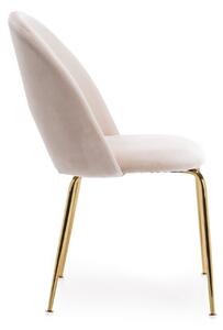 MebleMWM Krzesło Glamour KC-903-2 beż welur, nogi złoty chrom