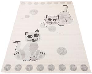 Biały dywan dziecięcy z 2 kotkami - Animas 3X