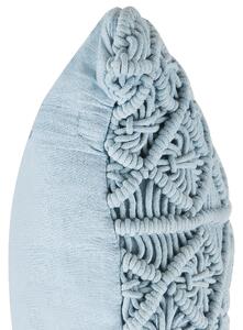 Zestaw 2 poduszek dekoracyjnych niebieskich bawełnianych makrama 40 x 45 cm Goreme Beliani