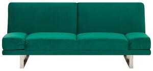 Sofa rozkładana 3-osobowa kanapa regulowane podłokietniki welurowa zielona York Beliani