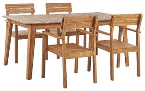 Rustykalny zestaw jadalniany ogrodowy drewno akacjowe stół 4 krzesła Fornelli Beliani
