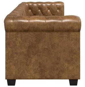 Dwuosobowa sofa chesterfield ze sztucznej skÃ³ry, brÄ zowa