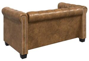 Dwuosobowa sofa chesterfield ze sztucznej skÃ³ry, brÄ zowa
