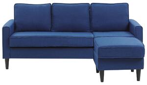 Sofa niebieska 3-osobowa tapicerowana z otomaną czarne nogi Avesta Beliani