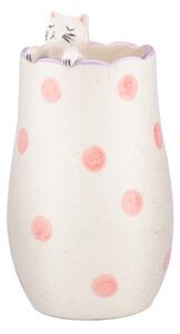 Biały wazon z dolomitu (wysokość 18 cm) Peeking Cat – Sass & Belle
