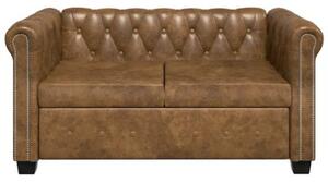 Dwuosobowa sofa chesterfield ze sztucznej skÃ³ry, brÄ zowa