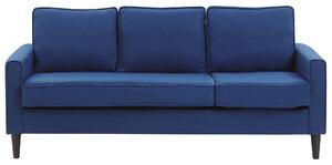 Sofa niebieska 3-osobowa tapicerowana z otomaną czarne nogi Avesta Beliani