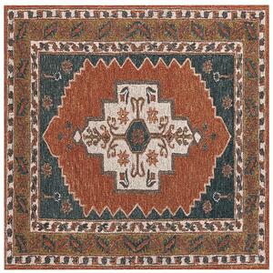 Retro dywan wełniany tkany 200 x 200 cm wzór orientalny wielokolorowy Gelinkaya Beliani