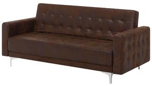Modułowa sofa rozkładana 3-osobowa pikowana ekoskóra brązowa Aberdeen Beliani