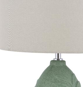 Ceramiczna lampa stołowa 59 cm zielona okrągły szary abażur lampka nocna Ohio Beliani