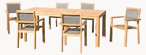Komplet mebli ogrodowych z drewna tekowego Kim, 7 elem