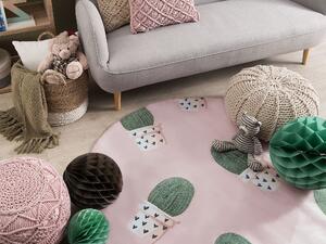Okrągły dywan do pokoju dziecięcego w kaktusy ø 120 cm różowy Eldivan Beliani