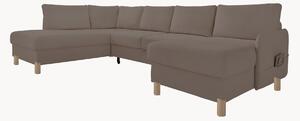 Panoramiczna sofa narożna z weluru z funkcją spania i schowkiem Nela (8-osobowa)