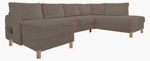 Panoramiczna sofa narożna z weluru z funkcją spania i schowkiem Nela (8-osobowa)