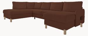 Panoramiczna sofa narożna z weluru z funkcją spania i schowkiem Nela (8-osobowa)