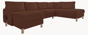 Panoramiczna sofa narożna z weluru z funkcją spania i schowkiem Nela (8-osobowa)
