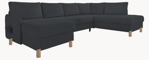 Panoramiczna sofa narożna z weluru z funkcją spania i schowkiem Nela (8-osobowa)