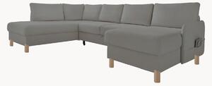 Panoramiczna sofa narożna z weluru z funkcją spania i schowkiem Nela (8-osobowa)