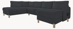 Panoramiczna sofa narożna z weluru z funkcją spania i schowkiem Nela (8-osobowa)