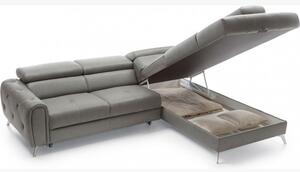 Pikowana sofa narożna na nóżkach, model Camelia