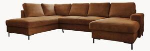 Panoramiczna sofa narożna ze sztruksu z funkcją spania Lazy Lukka (8-osobowa)